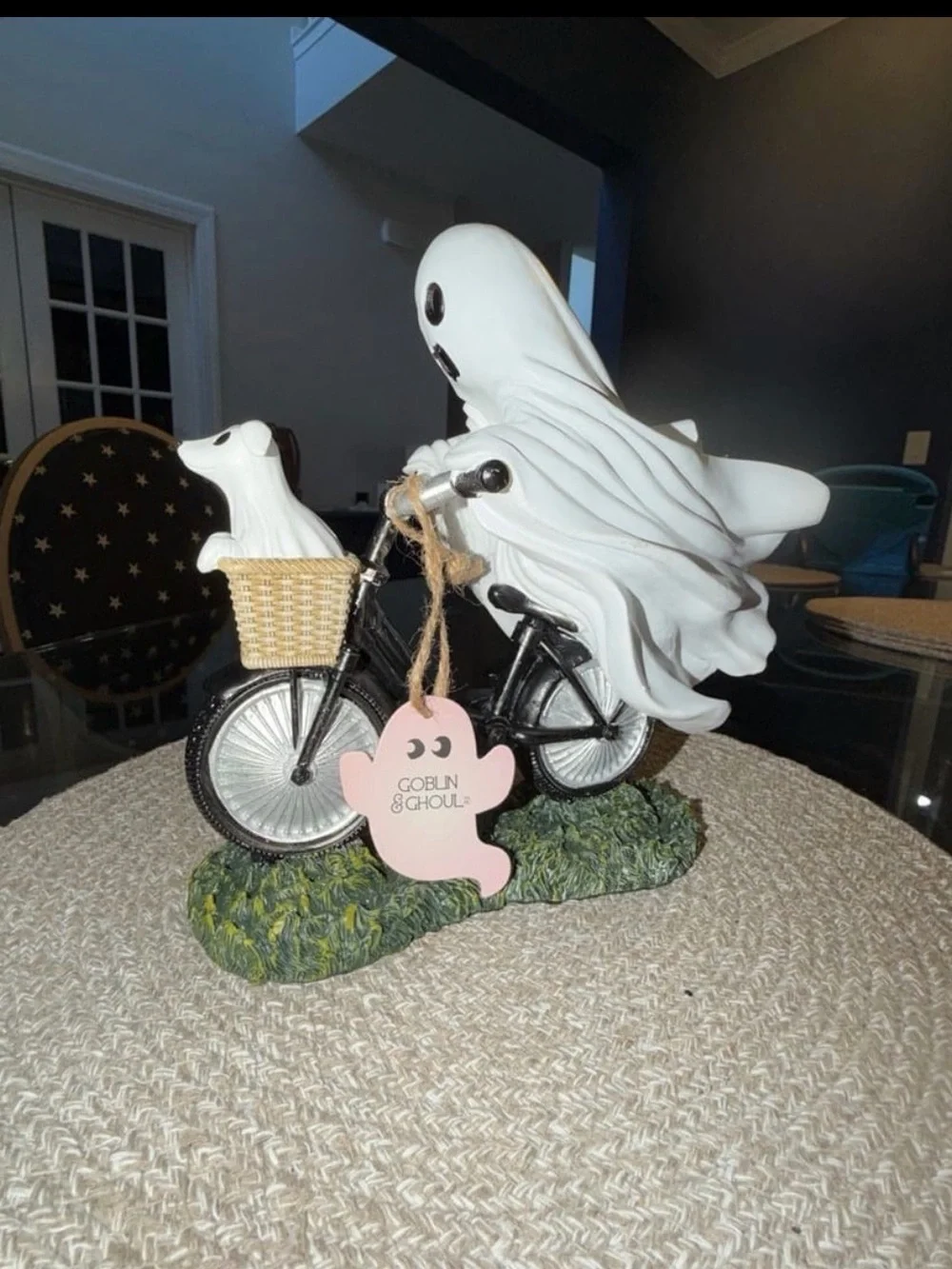 Goblin & Ghoul White Ghosts on Bicycle Decorative Accent